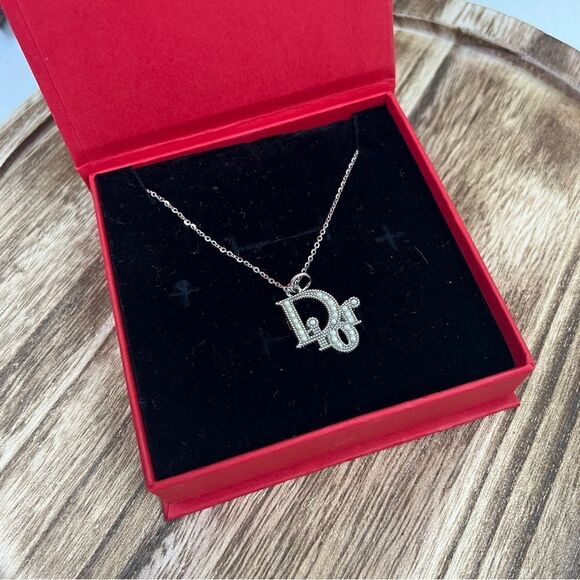 Upcycled Custom 925 Silver Necklace Flash O Chain w/ Christian Dior Charm
